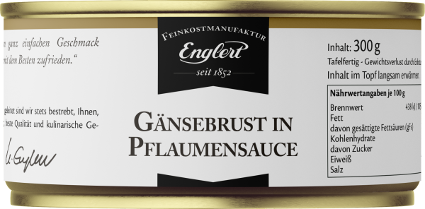 Gänsebrust in Pflaumensauce, 300g / Dose